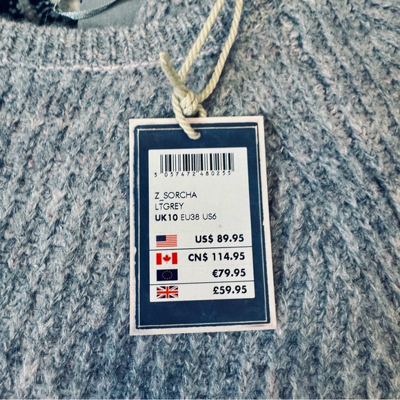 Joules Knitwear “Sorcha” Light Grey Sweater – Size US 6 / UK 10 / EU 38 - Picture 11 of 15